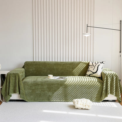 Chenille Thickened Solid Couch Blanket Throws, Reversible Couch Covers for Sectional Couches