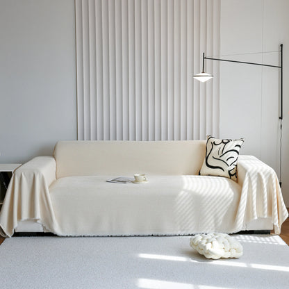 Chenille Thickened Solid Couch Blanket Throws, Reversible Couch Covers for Sectional Couches