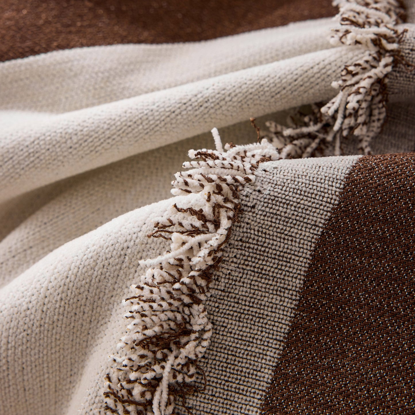 Modern Abstract Chenille Sofa Cover, Large Soft Throw Blanket with Tassels for Couch