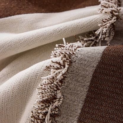 Modern Abstract Chenille Sofa Cover, Large Soft Throw Blanket with Tassels for Couch