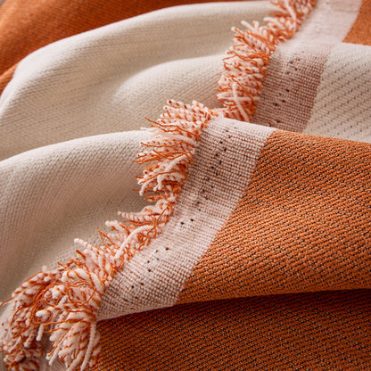Modern Abstract Chenille Sofa Cover, Large Soft Throw Blanket with Tassels for Couch
