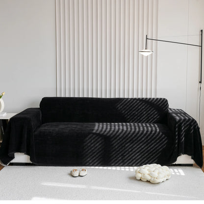 Chenille Thickened Solid Couch Blanket Throws, Reversible Couch Covers for Sectional Couches