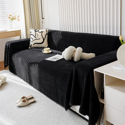 Chenille Thickened Solid Couch Blanket Throws, Reversible Couch Covers for Sectional Couches