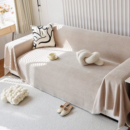 Chenille Thickened Solid Couch Blanket Throws, Reversible Couch Covers for Sectional Couches