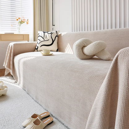 Chenille Thickened Solid Couch Blanket Throws, Reversible Couch Covers for Sectional Couches