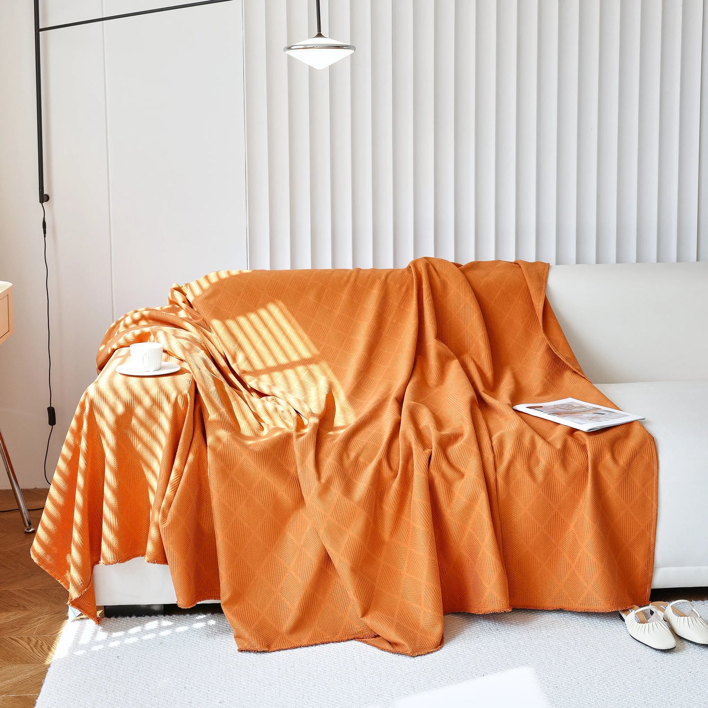 Textured Chenille Sofa Cover Throw, Soft Washable Couch Blanket Protector for Pets