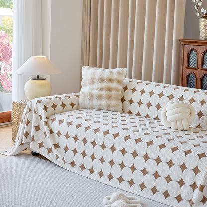 Geometric Jacquard Plush Warm Sofa Couch Cover Coral Fleece Throw Blanket for Couch