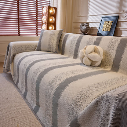 Modern Striped Sofa Throw Blanket, Lightweight Couch Cover for Summer Seating