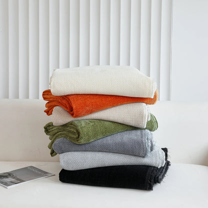 Chenille Thickened Solid Couch Blanket Throws, Reversible Couch Covers for Sectional Couches