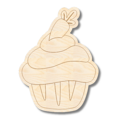 Unfinished Wood Etched Carrot Cup Cake Shape | Paint By Line Crafts | up to 30" DIY