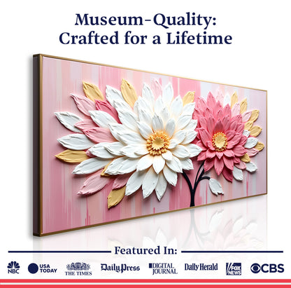 Blushing Blooms Pink Impasto Wall Art