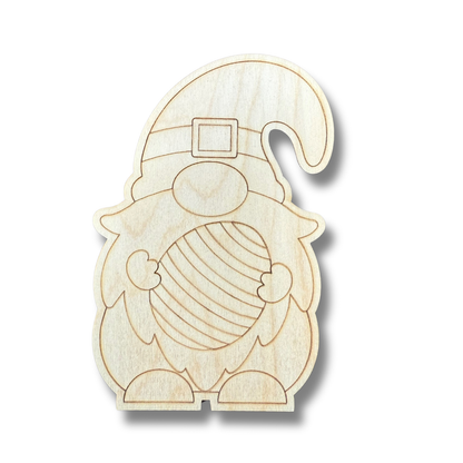 Unfinished Wood Etched Easter Egg Gnome Shape | Paint By Line Crafts | up to 30" DIY
