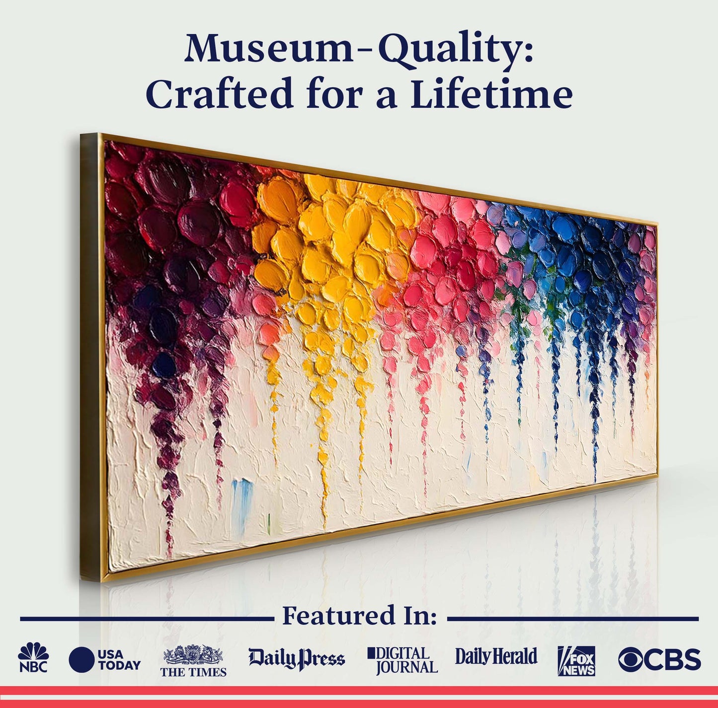 Rainbow Cascade Impasto Wall Art