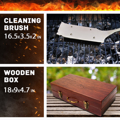 “Colorado" Camping Accessories BBQ Tools Set in a Wooden Case, 6 items