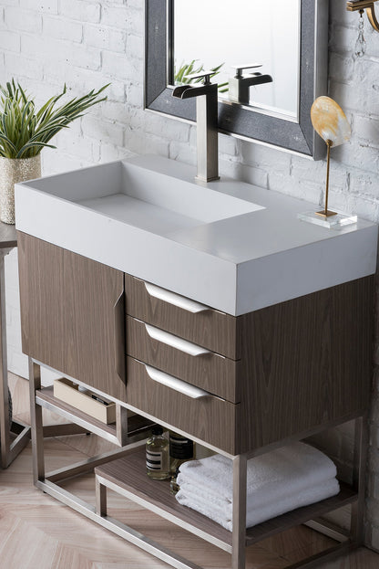 James Martin Columbia 36" Single Bathroom Vanity, Ash Gray