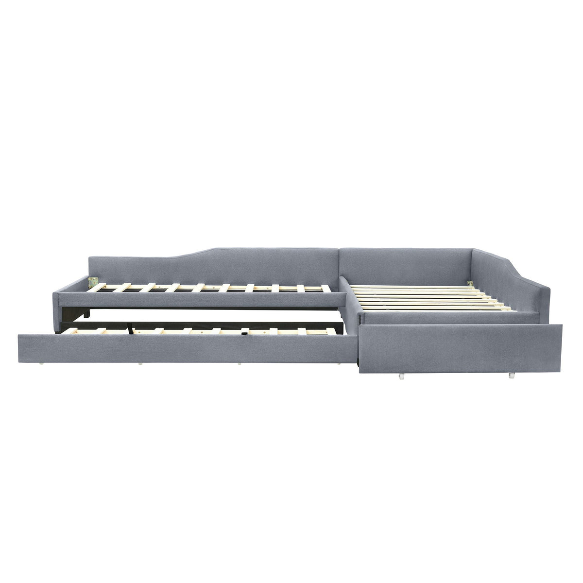 Upholstered Double Daybed With Trundle And Drawer
