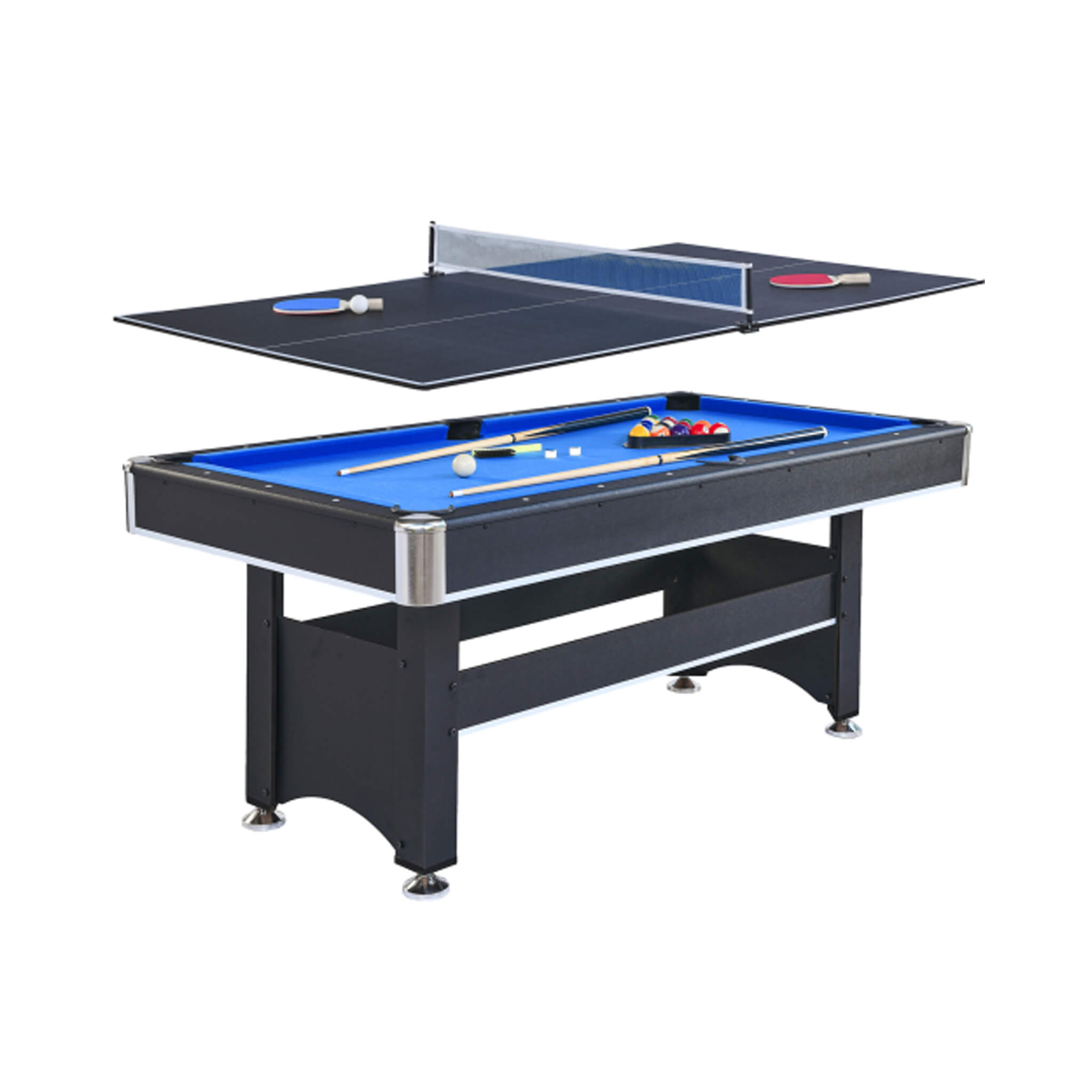 6FT Premium Wooden Multifunctional Pool Table With Table Tennis Top (S ...