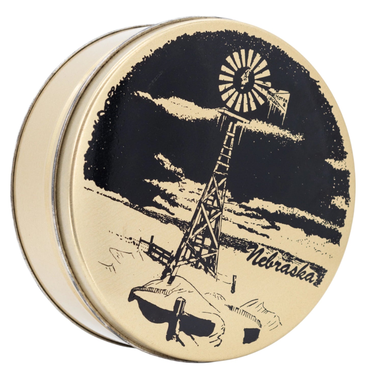 Nebraska Windmill Tin | Black & Gold | 7 X 2.5 | GROW Nebraska