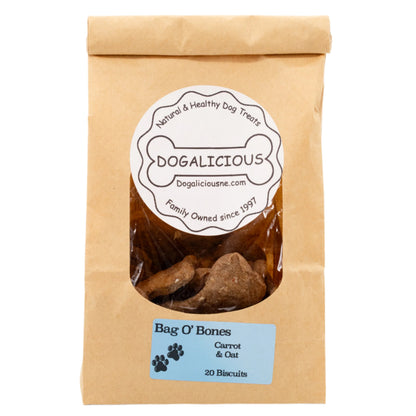 Bag O' Bones Carrot & Oat Dog Biscuits | 20 Biscuits | Dogalicious