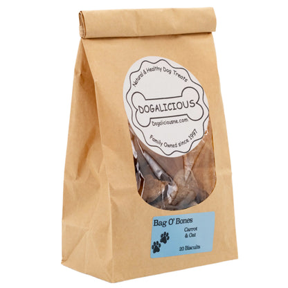 Bag O' Bones Carrot & Oat Dog Biscuits | 20 Biscuits | Dogalicious