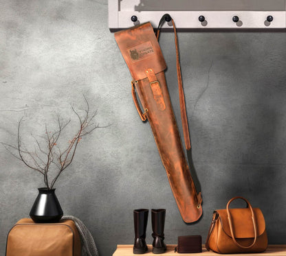 “Quiver Max" Camping Accessories BBQ Skewers Set  in a Leather Case, 9 items