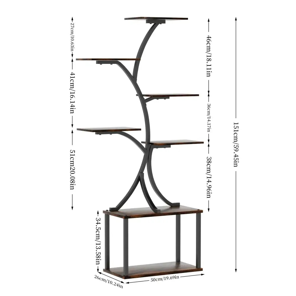 Modern black metal 7 tier plant stand display rack for living room