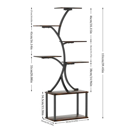 Modern black metal 7 tier plant stand display rack for living room