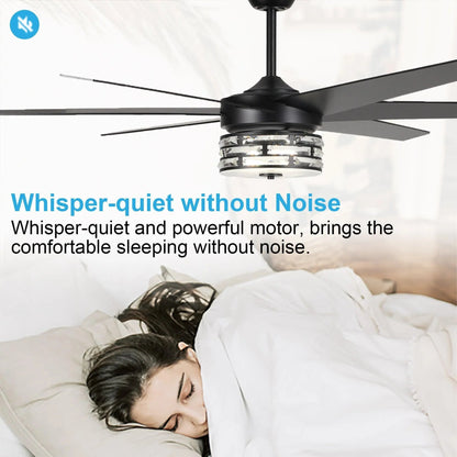 70" Black Modern Ceiling Fan