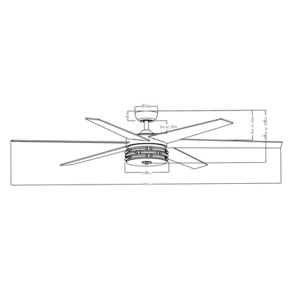 70" Black Modern Ceiling Fan