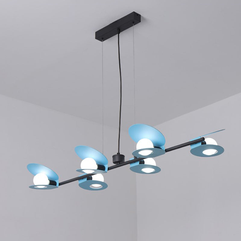 DecorBites™ Modernist Mussel Island Ceiling Light - Metallic Blue & Black - 6-Bulb Hanging Lamp Kit for Dining Room