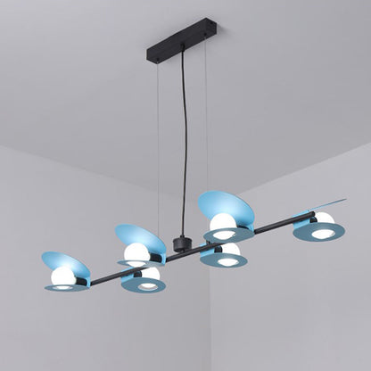 DecorBites™ Modernist Mussel Island Ceiling Light - Metallic Blue & Black - 6-Bulb Hanging Lamp Kit for Dining Room
