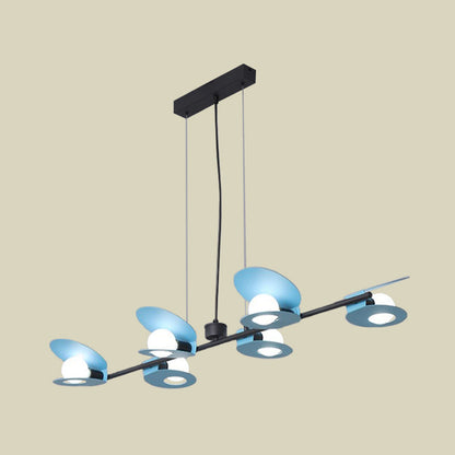 DecorBites™ Modernist Mussel Island Ceiling Light - Metallic Blue & Black - 6-Bulb Hanging Lamp Kit for Dining Room