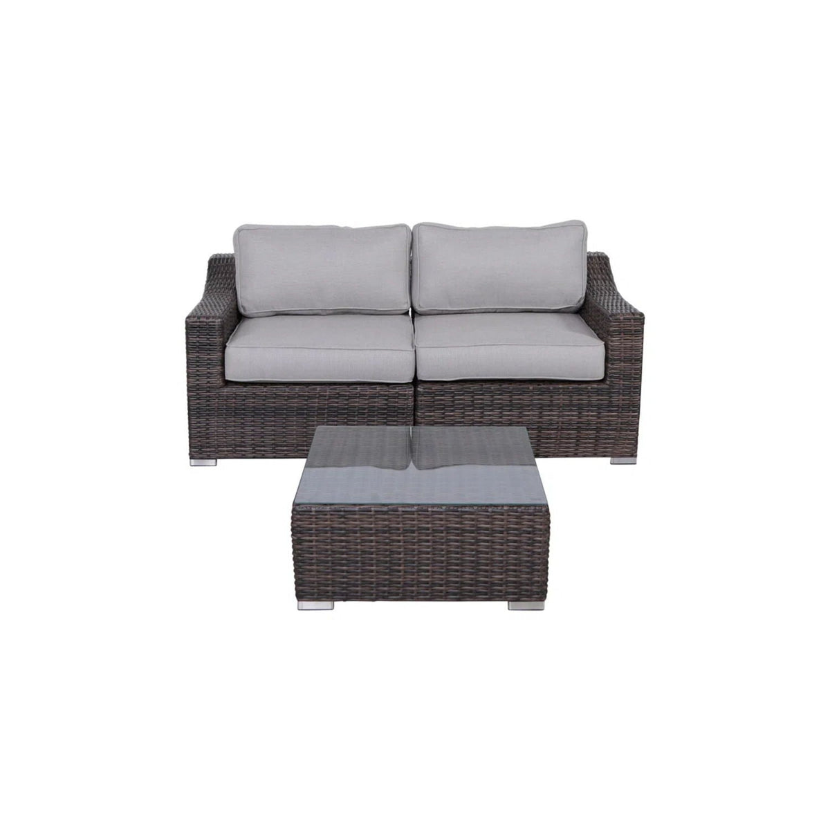 Outdoor Wicker Conversation Set With Cushions, All Weather