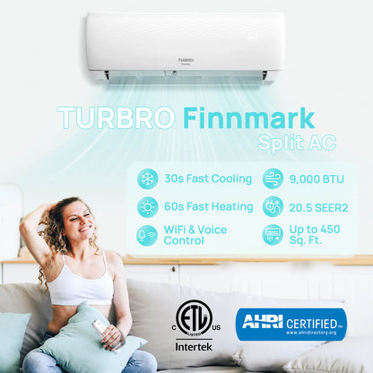 Finnmark 9,000 BTU Single Zone Mini Split AC (R32)