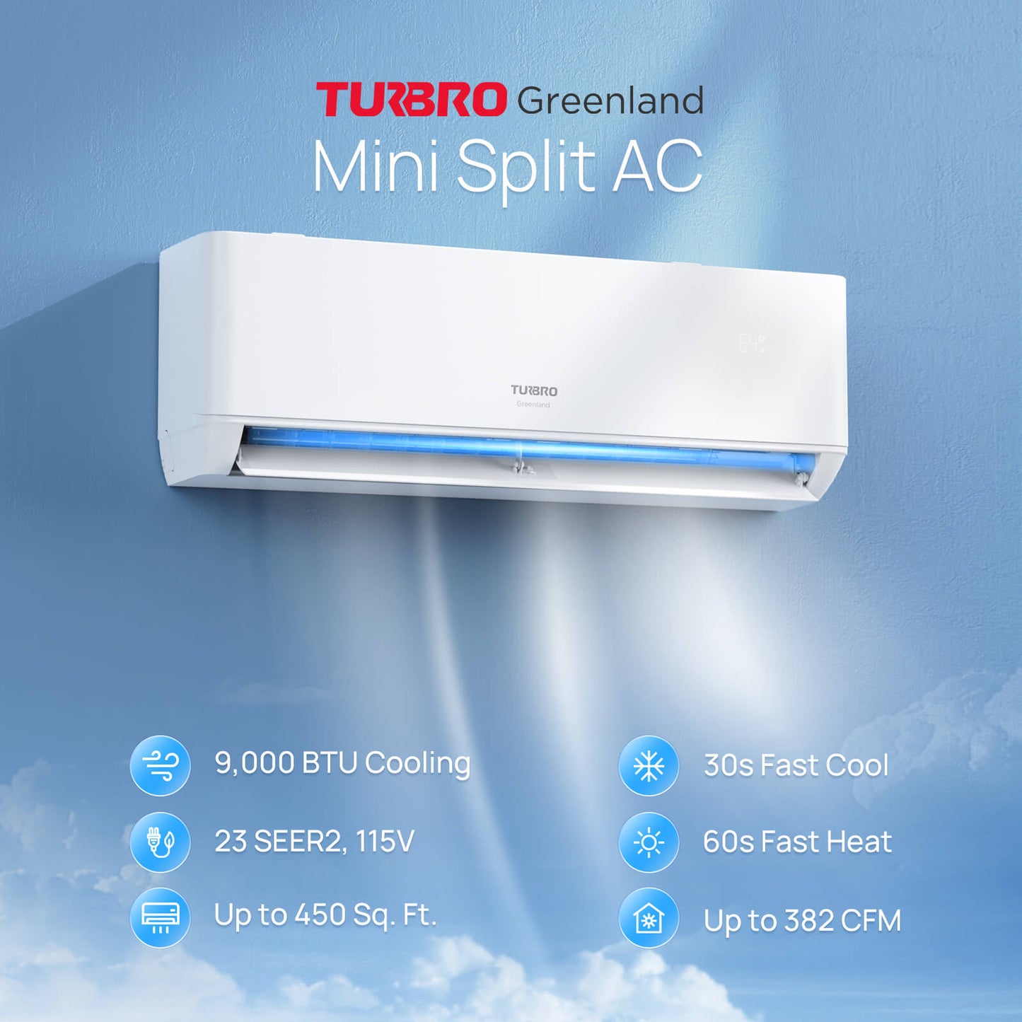 Greenland 9,000 BTU Single Zone Mini Split AC (R454B)