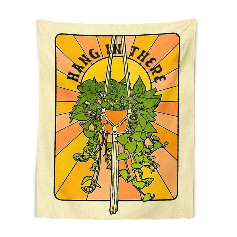70s retro botanical tapestry wall hanging for bedroom decor