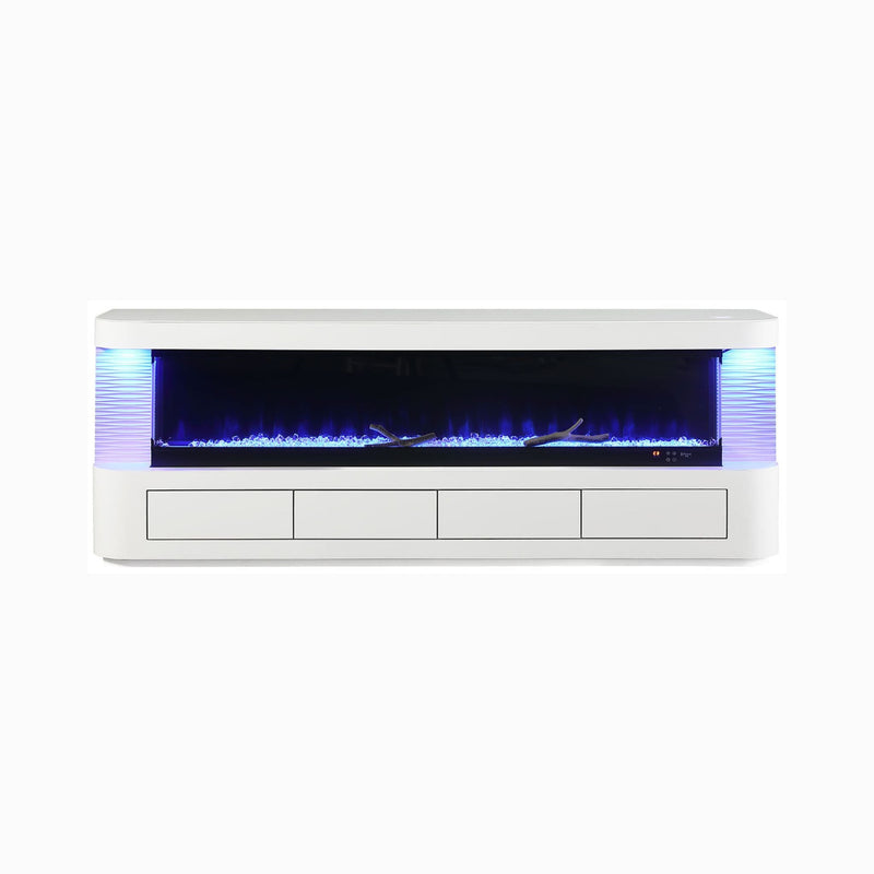 Nuvia 71-Inch Modern White Electric Fireplace TV Stand With 3-Level LED Brightness Setting [TV Stand Only] (SAK94120)