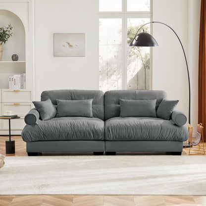 Modern Oversize Sofa With Cloud Like Comfort, Featuring Waist And Throw Pillows