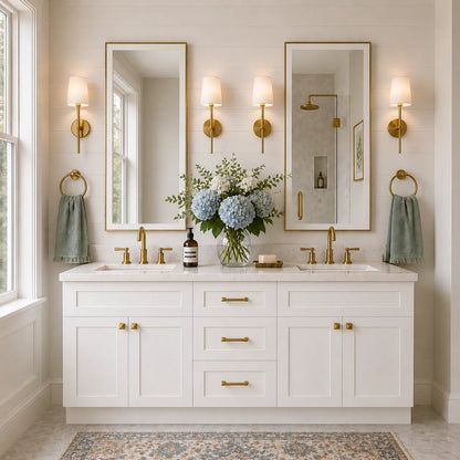72 Inch White Shaker Double Sink Bathroom Vanity with Drawers