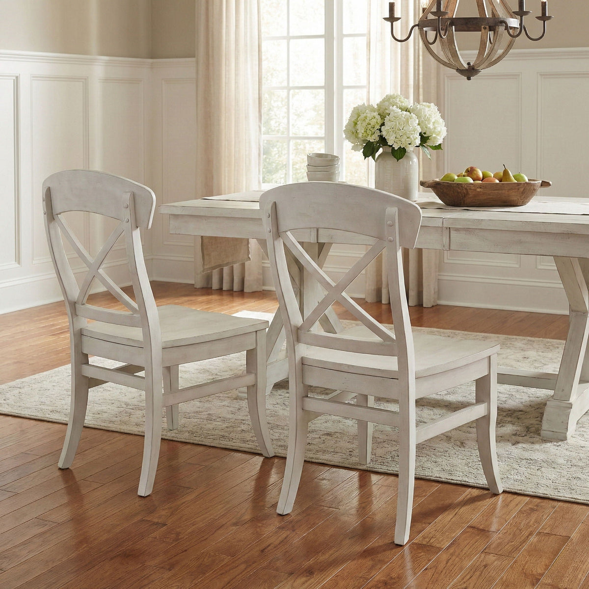 Harola - Cross-Back Dining Side Chairs In (Set of 2) - Smoky White