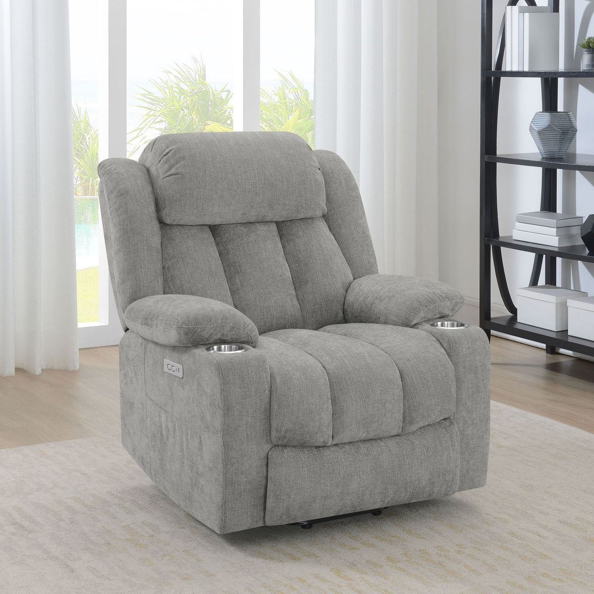 Beca - Upholstered Power Lift Recliner With Cupholders And USB Charging
