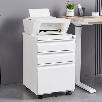 Contemporary 3 Drawer Mobile Filing Cabinet With Lock, Metal Office Storage For Legal / Letter Size