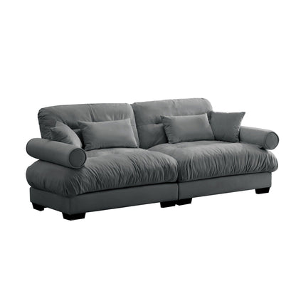 Modern Oversize Sofa With Cloud Like Comfort, Featuring Waist And Throw Pillows