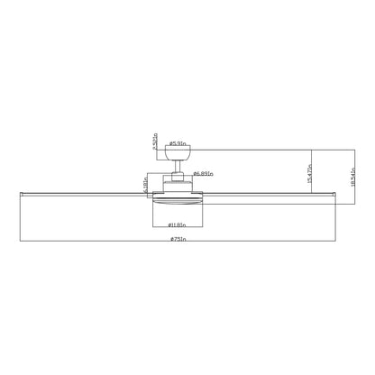 75" Industrial DC Motor Downrod Mount Reversible Ceiling Fan with Lighting and Remote Control