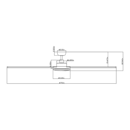 75" Industrial DC Motor Downrod Mount Reversible Ceiling Fan with Lighting and Remote Control