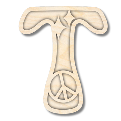 Unfinished Wood Layered Themed Letters | Groovy | A-Z | 2 Piece | up to 24"