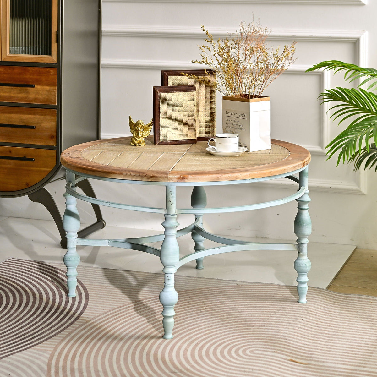 Round Top Carved Table For Living Room