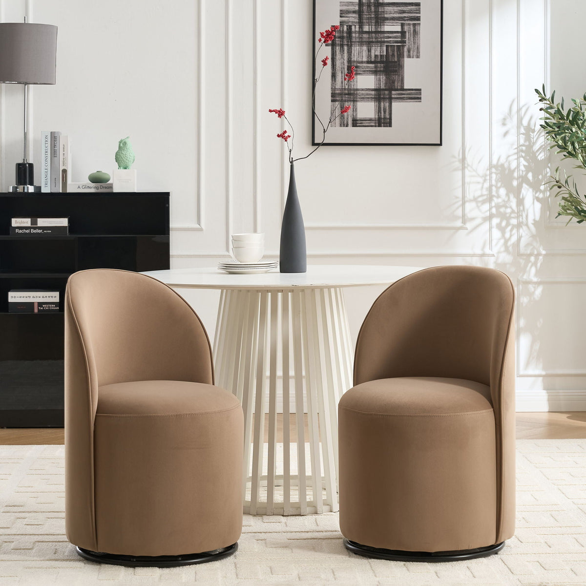 360 Degree Swivel Armless Dining Barrel Chair