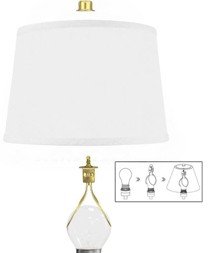 10x12x8" CLIP-ON FITTER Hardback Shallow Drum Lamp Shade White Linen
