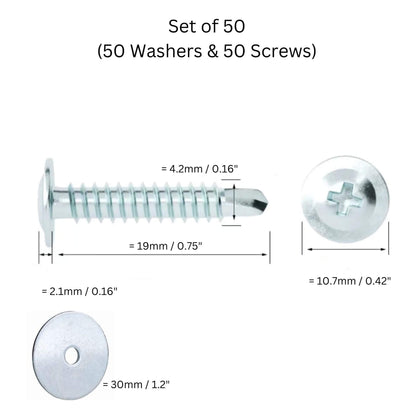 Self Drilling Screws and Washers – 50 Pieces